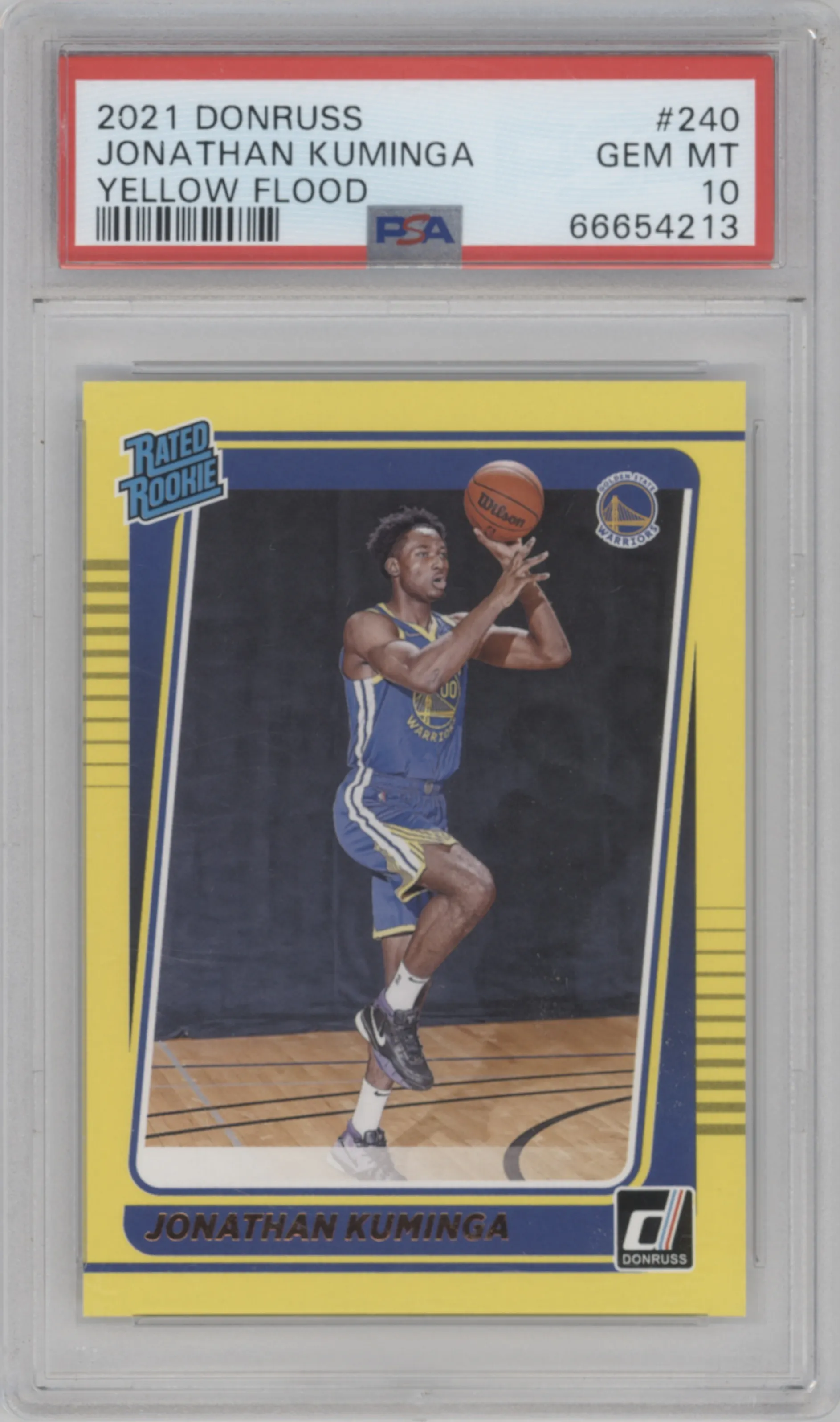 2021 Panini Donruss Rated Rookie Jonathan Kuminga Yellow Flood PSA 10