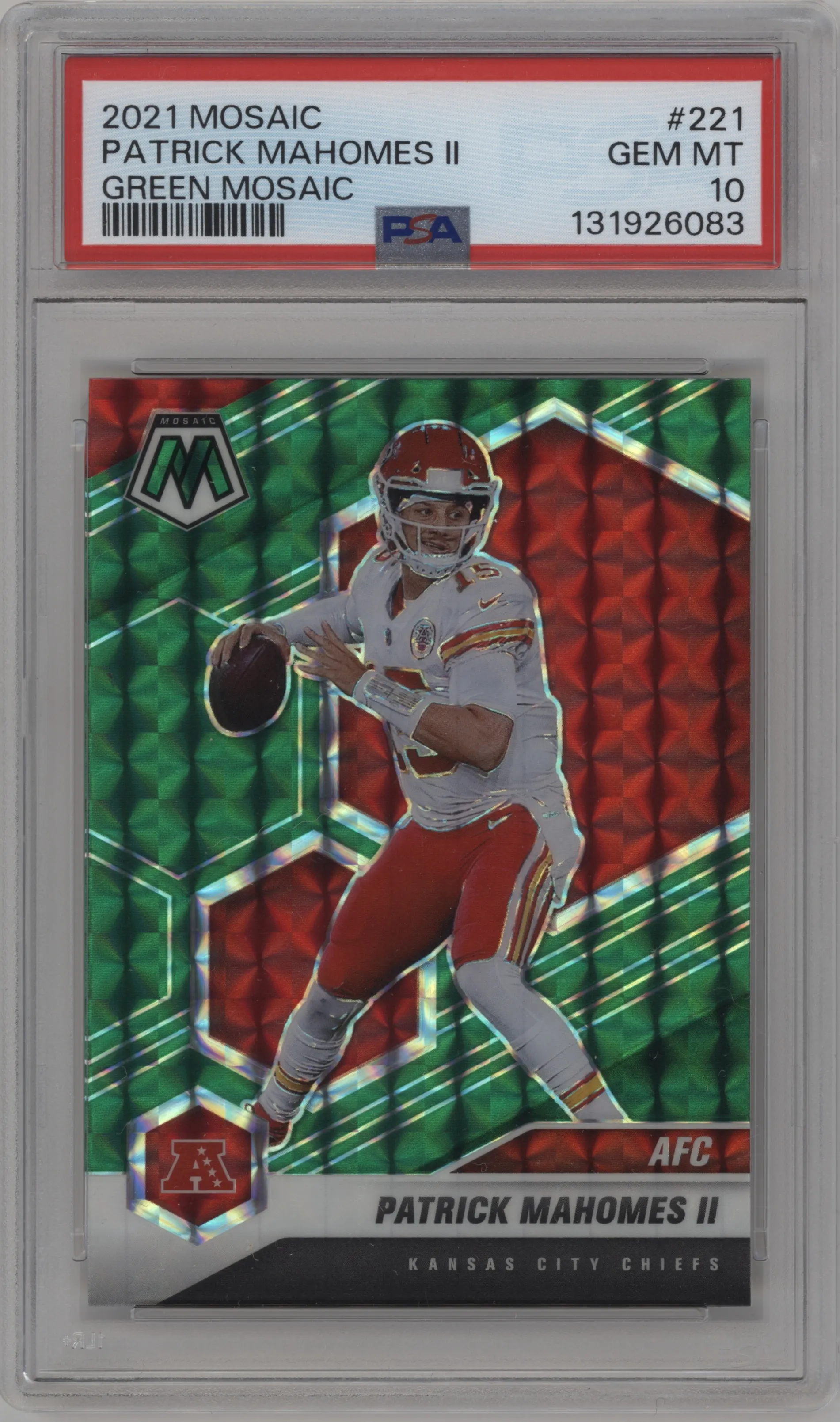 2021 Panini Mosaic Patrick Mahomes II Green Mosaic #221 PSA 10