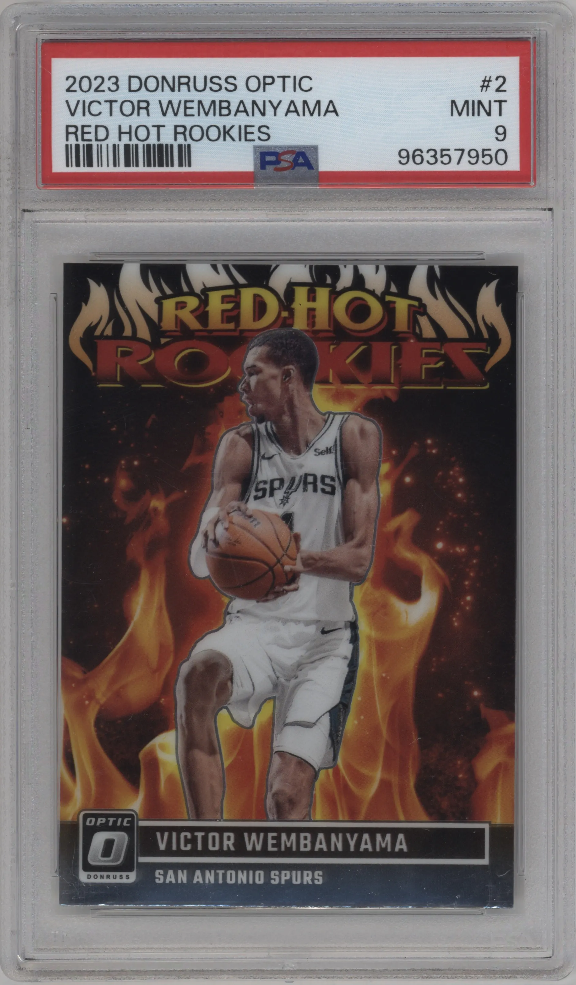 2023 Donruss Optic Red Hot Rke. Victor Wembanyama #2 PSA 9