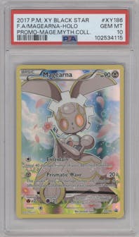 Magearna from the 2017 Pokemon XY set featuring a Magearna Mythical Collection parallel graded by PSA and given an overall grade of 10.
