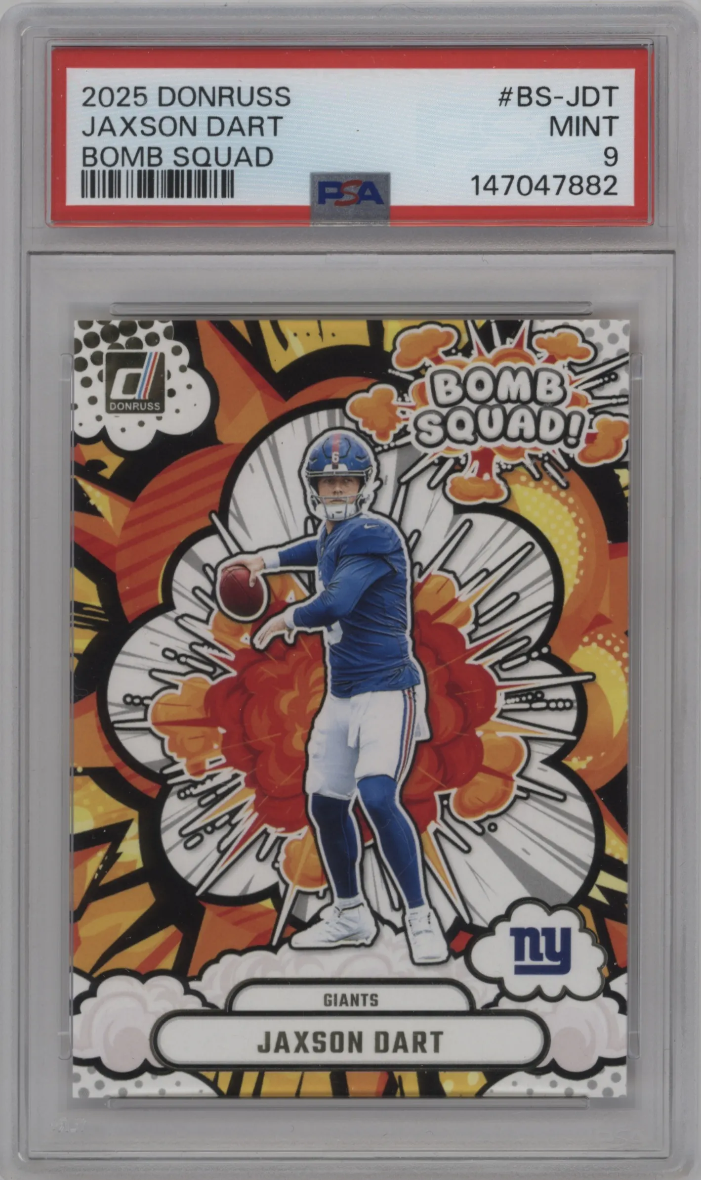 2025 Panini Donruss Bomb Squad Jaxson Dart PSA 9