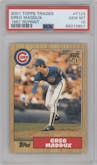 Greg Maddux from the 2001 Topps Traded & Rookies set graded by PSA and given an overall grade of 10.