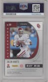 Jalen Hurts from the 2020 Panini Prizm Draft Picks set featuring a Purple/Green Prizm parallel graded by PSA and given an overall grade of 9.