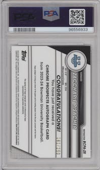 Zaccharie Risacher from the 2023-24 Bowman U Chrome set featuring a Refractor parallel graded by PSA and given an overall grade of 10.