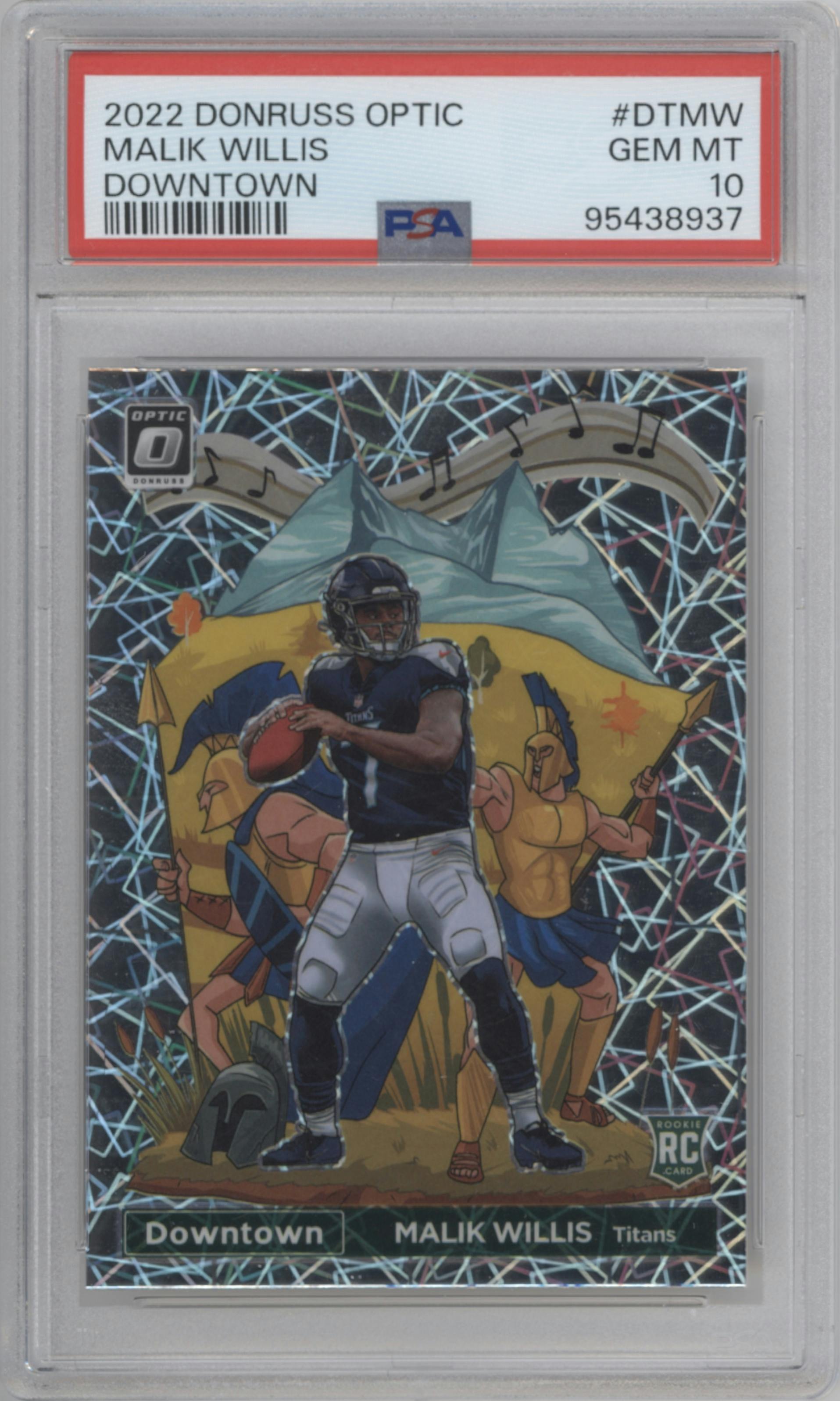 Malik Willis from the 2022 Panini Donruss Optic set graded by PSA and given an overall grade of 10.