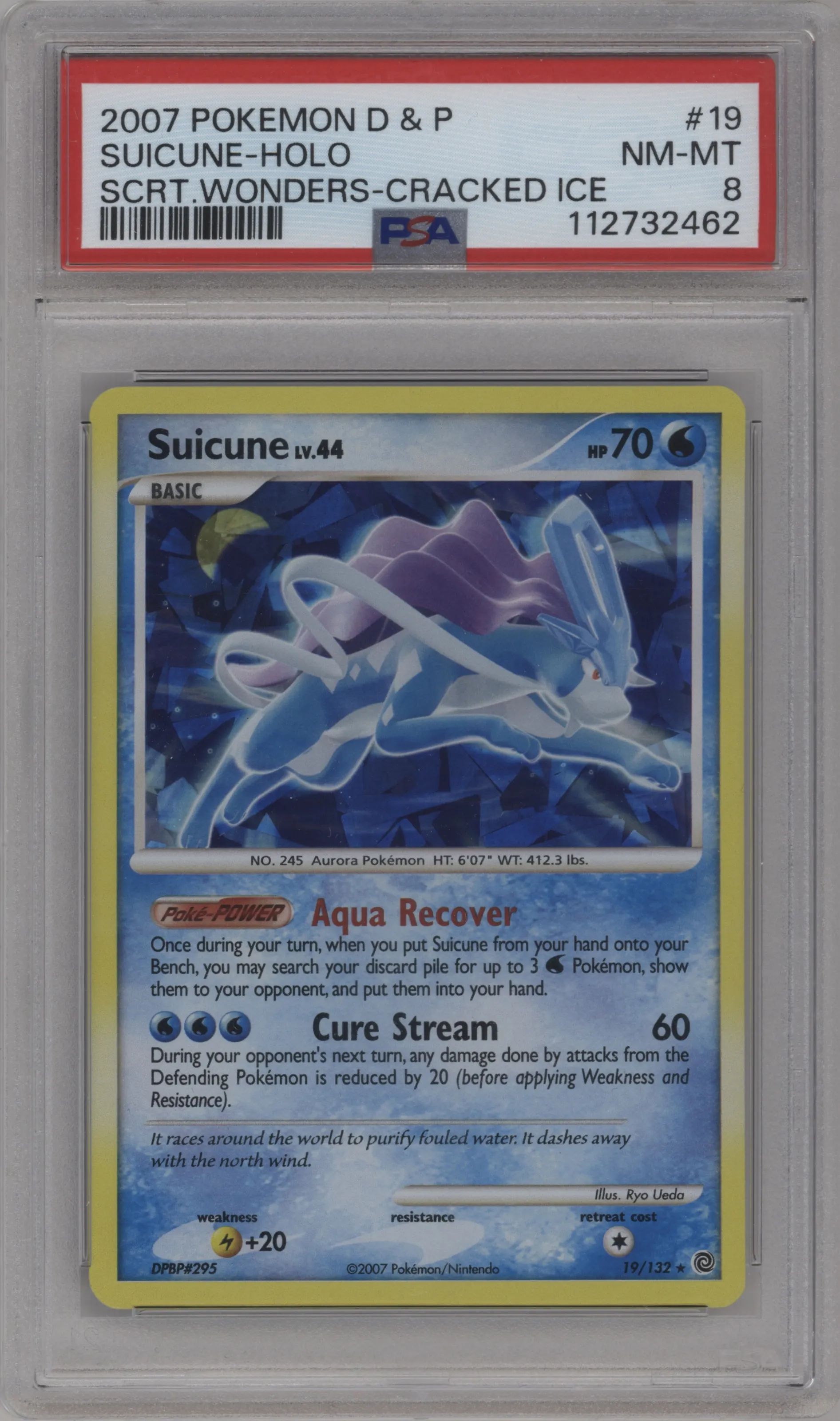 2007 Pokemon D&P Secret Wonders Suicune #19 PSA 8