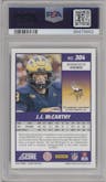 J.J. McCarthy from the 2024 Panini Score set graded by PSA and given an overall grade of 9.