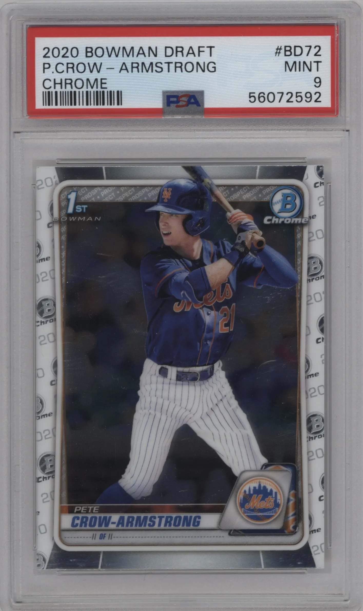 2020 Bowman Draft Chrome Pete Crow-Armstrong #BD-72 PSA 9