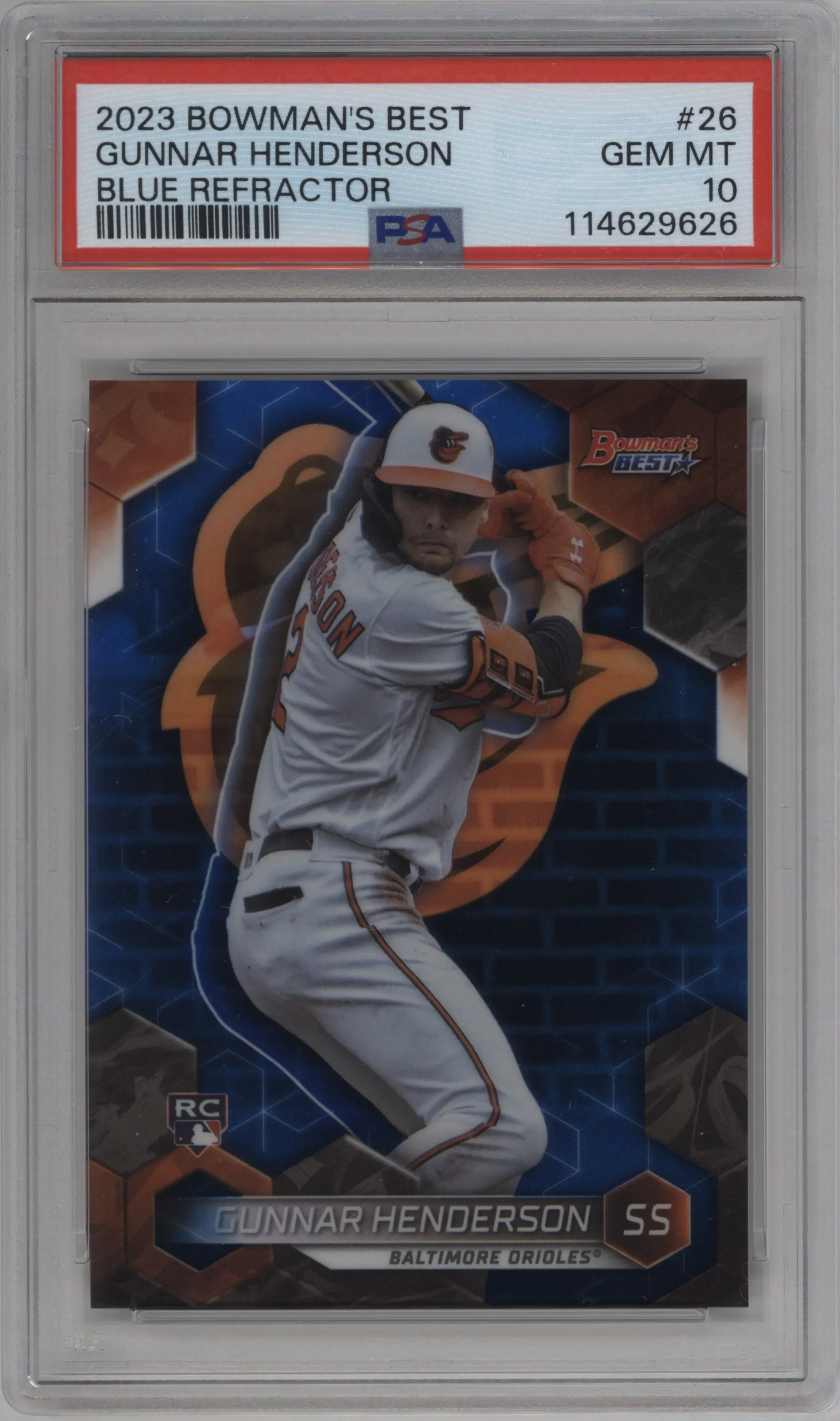 2023 Bowman's Best Gunnar Henderson Blue Refractor PSA 10