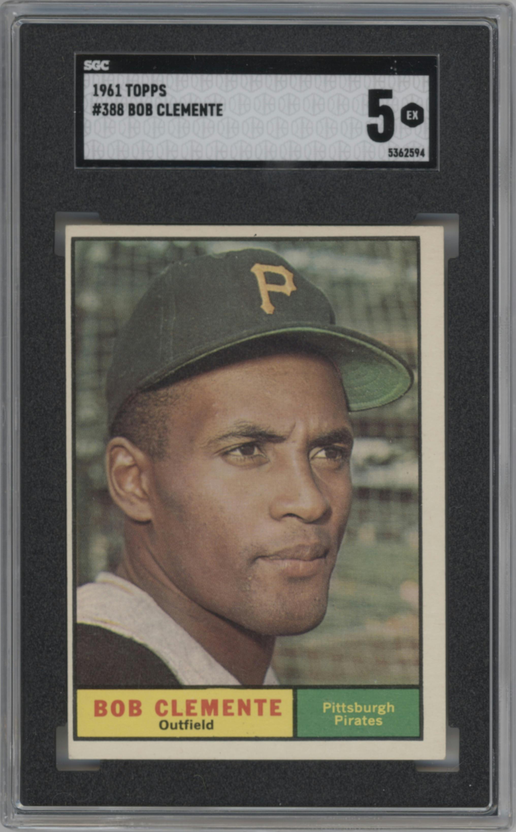 Bob Clemente from the 1961 Topps set graded by SGC and given an overall grade of 5.