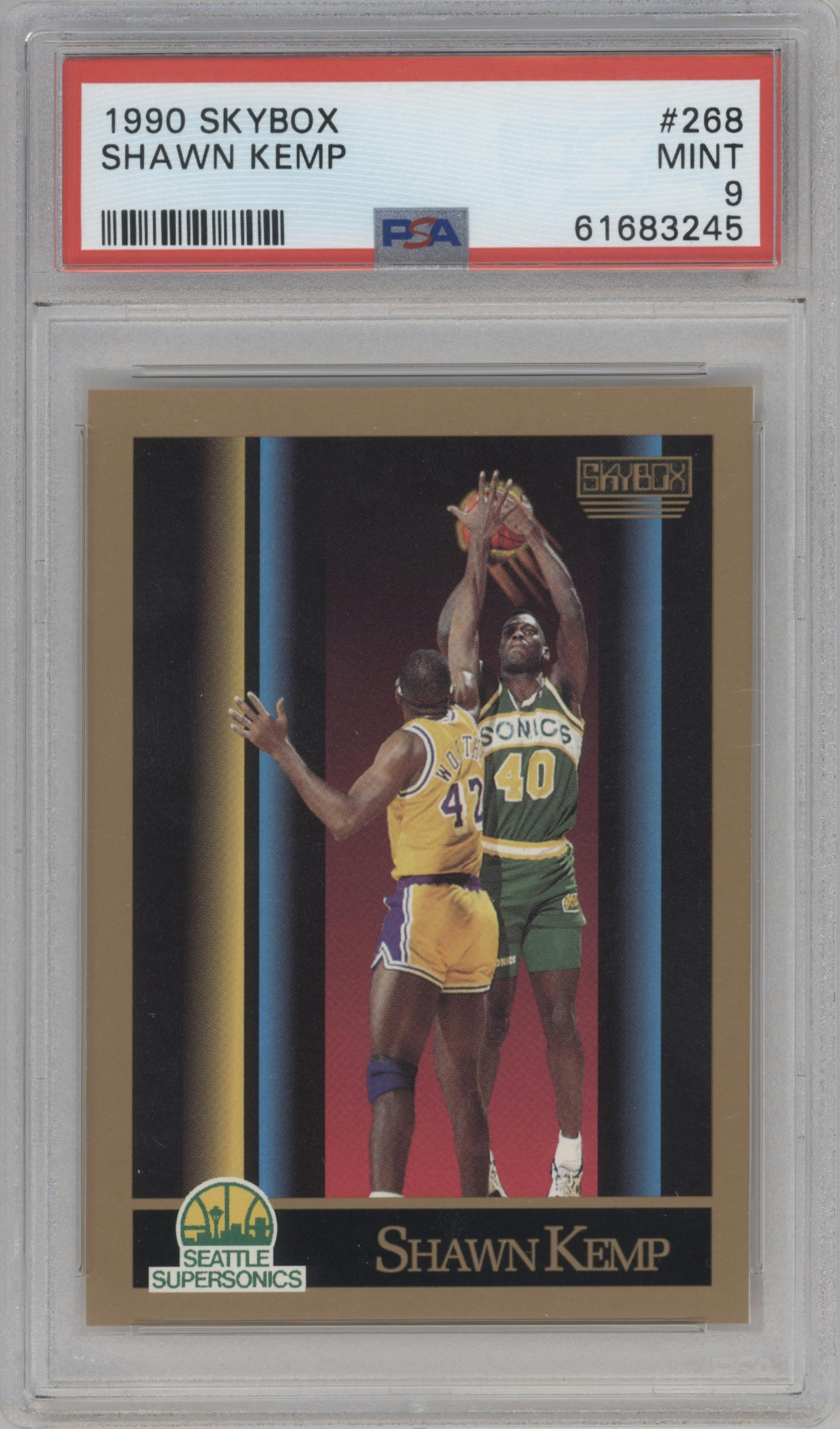 Shawn Kemp from the 1990-91 SkyBox  set graded by PSA and given an overall grade of 9.