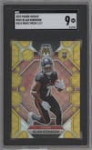 Bijan Robinson from the 2023 Panini Mosaic set featuring a Gold Wave Mosaic parallel graded by SGC and given an overall grade of 9.