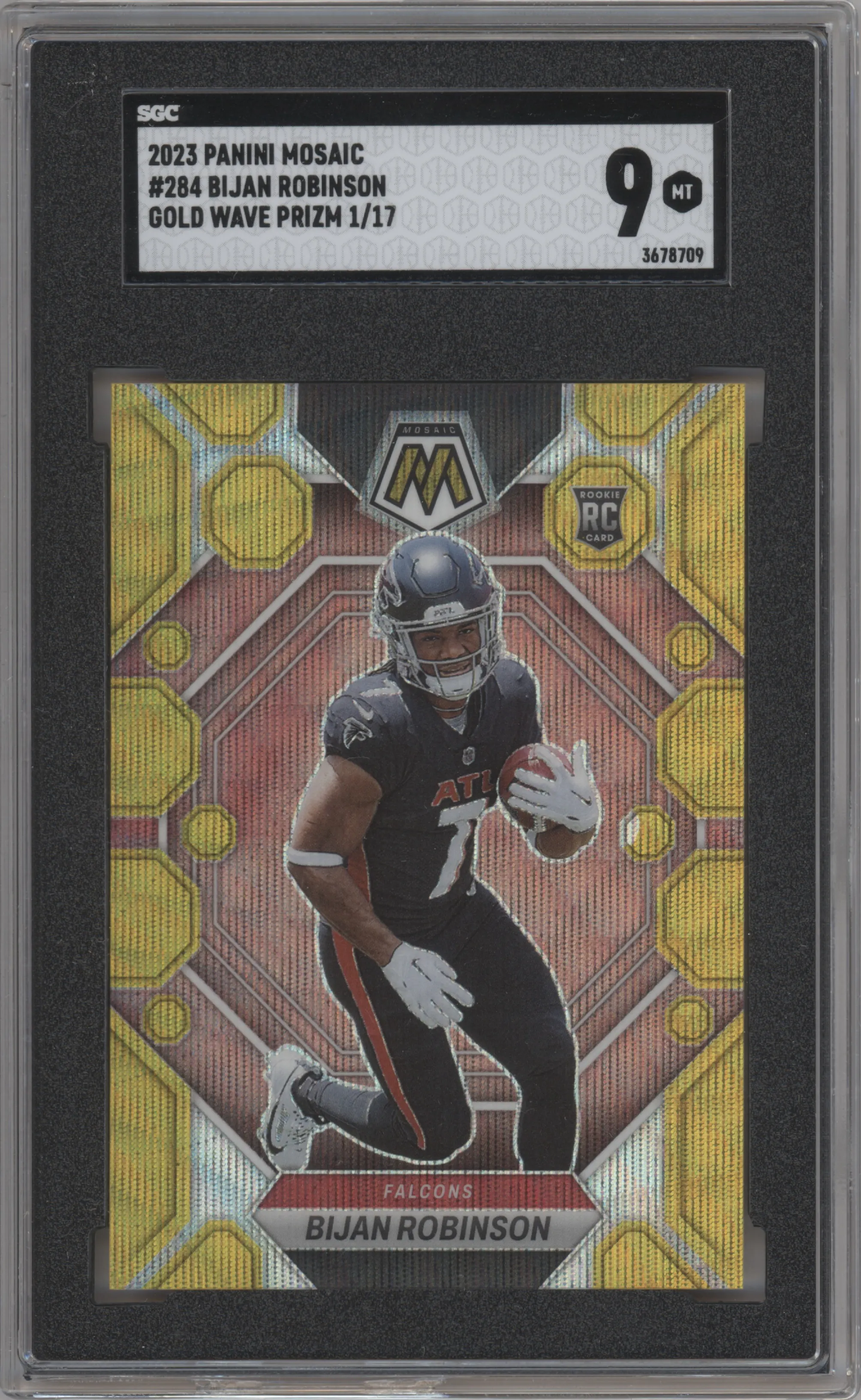 2023 Panini Mosaic Bijan Robinson Gold Wave Mosaic SGC 9