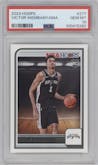 Victor Wembanyama from the 2023-24 Panini NBA Hoops set graded by PSA and given an overall grade of 10.