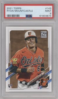 Ryan Mountcastle from the 2021 Topps Series 1 set graded by PSA and given an overall grade of 9.