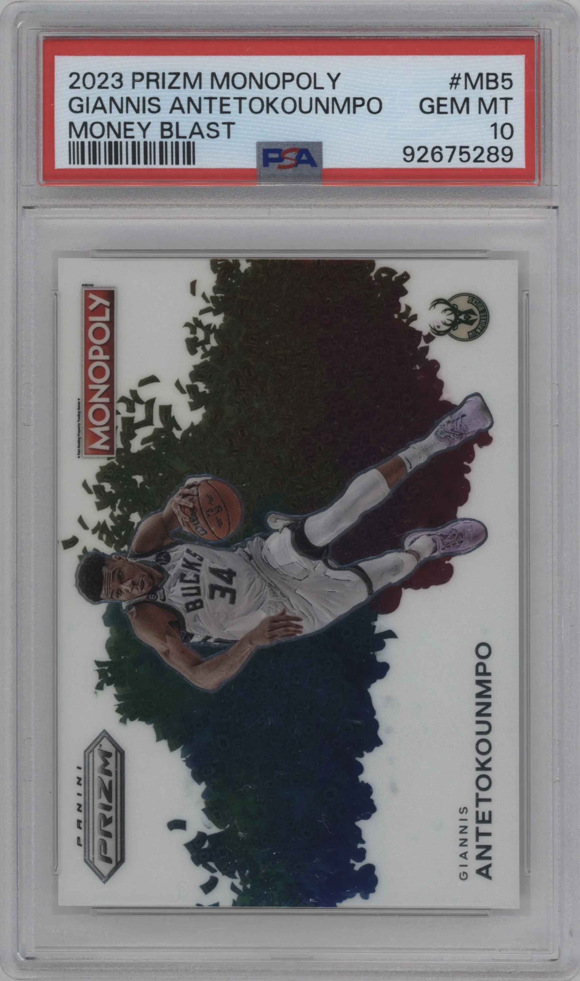 2023 Panini Prizm Monopoly Money Blast Giannis Antetokounmpo #MB-5 PSA 10