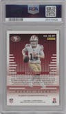 Brock Purdy from the 2022 Panini Illusions set featuring a Red parallel graded by PSA and given an overall grade of 9.