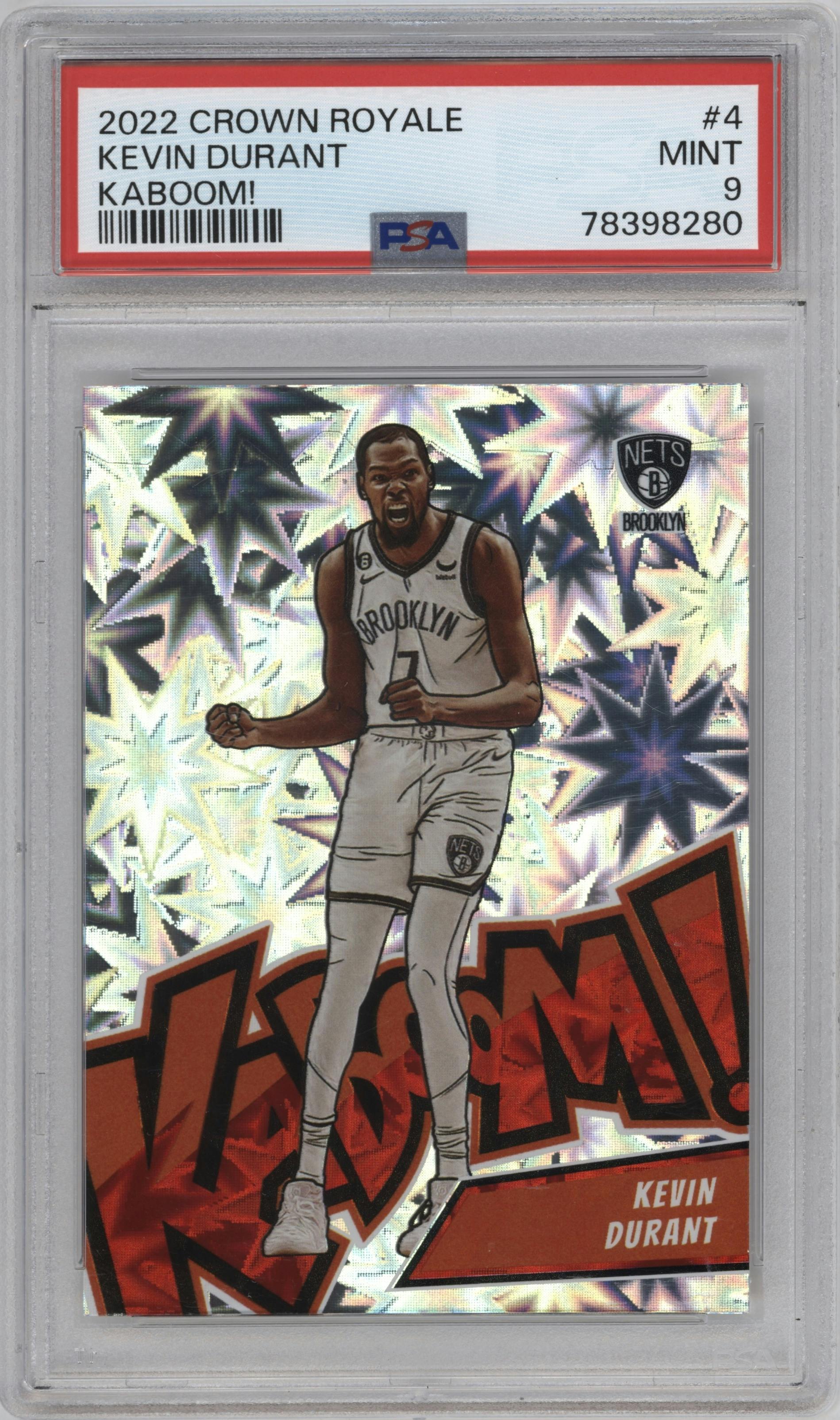 Kevin Durant from the 2022-23 Panini Crown Royale set graded by PSA and given an overall grade of 9.