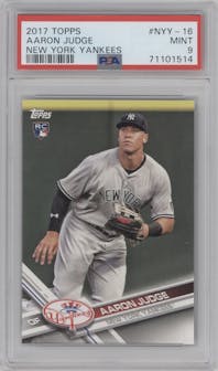 Aaron Judge from the 2017 Topps Team Set set graded by PSA and given an overall grade of 9.