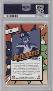 Jaxon Smith-Njigba from the 2023 Panini Absolute set graded by PSA and given an overall grade of 10.