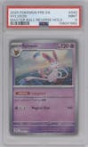 Sylveon from the 2025 Pokemon SV set featuring a Master Ball parallel graded by PSA and given an overall grade of 9.