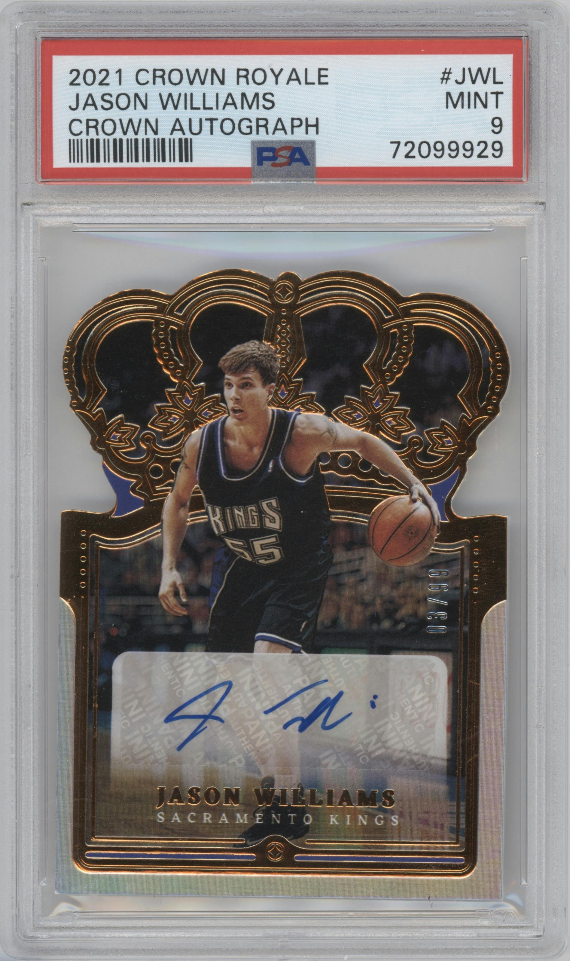 Jason Williams from the 2021-22 Crown Royale set graded by PSA and given an overall grade of 9.