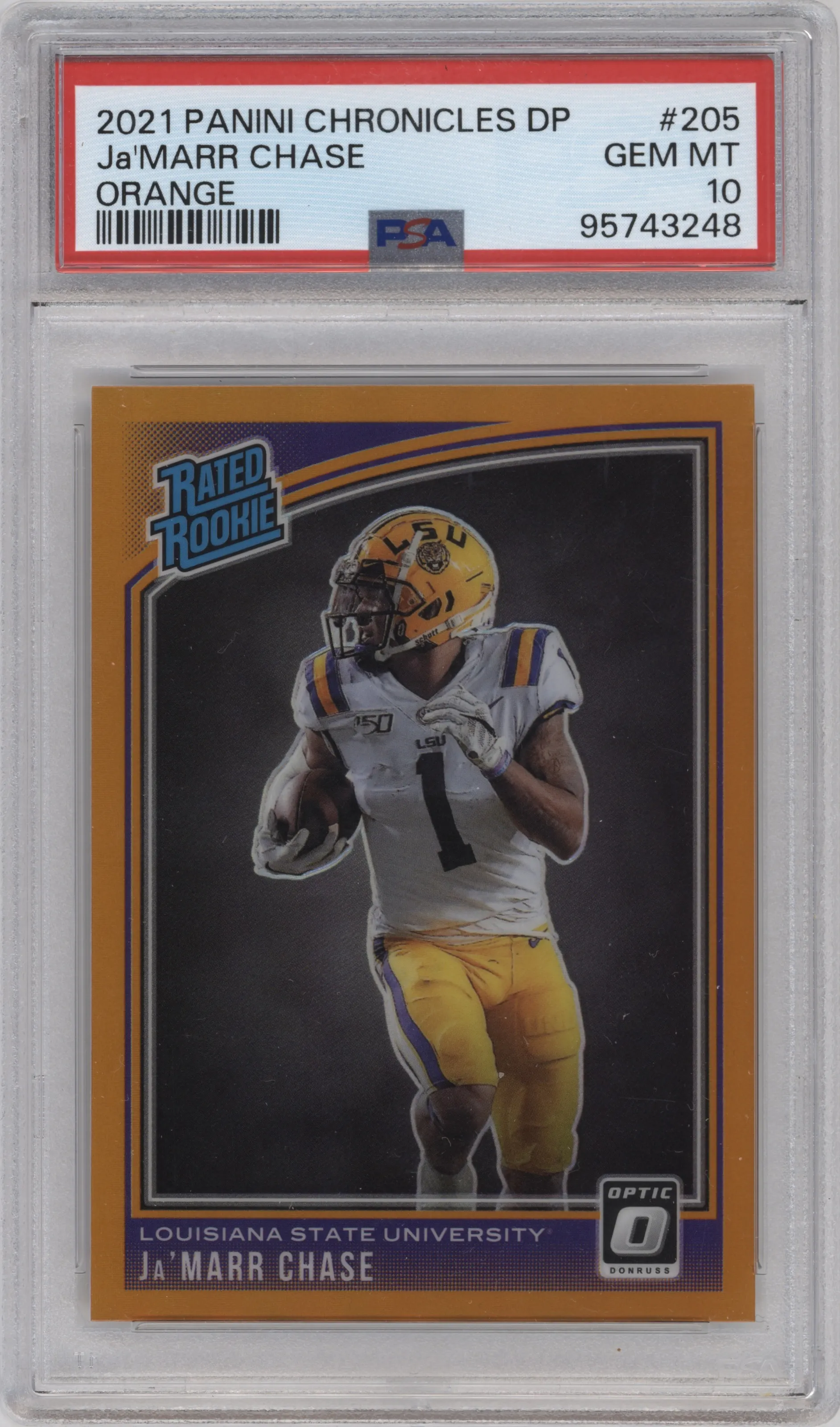 2021 Panini Chronicles Draft Picks Optic Rtd.Rke. Ja'Marr Chase Orange #205 PSA 10