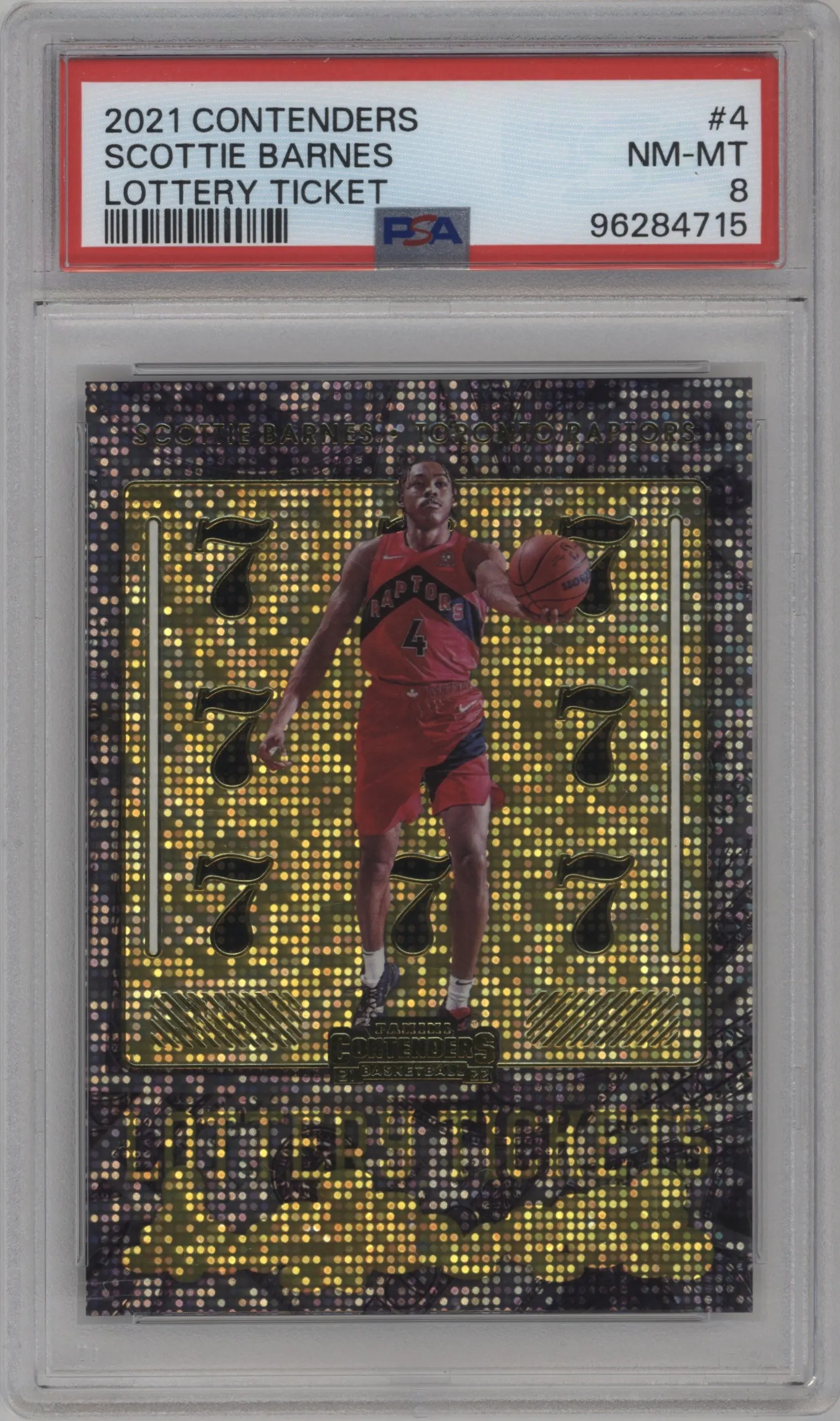 2021 Panini Contenders Lottery Ticket Scottie Barnes PSA 8