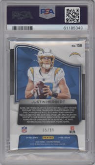 Justin Herbert from the 2020 Panini Spectra set graded by PSA and given an overall grade of 10.