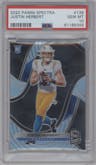 Justin Herbert from the 2020 Panini Spectra set graded by PSA and given an overall grade of 10.