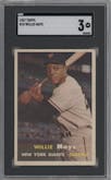 Willie Mays from the 1957 Topps set graded by SGC and given an overall grade of 3.