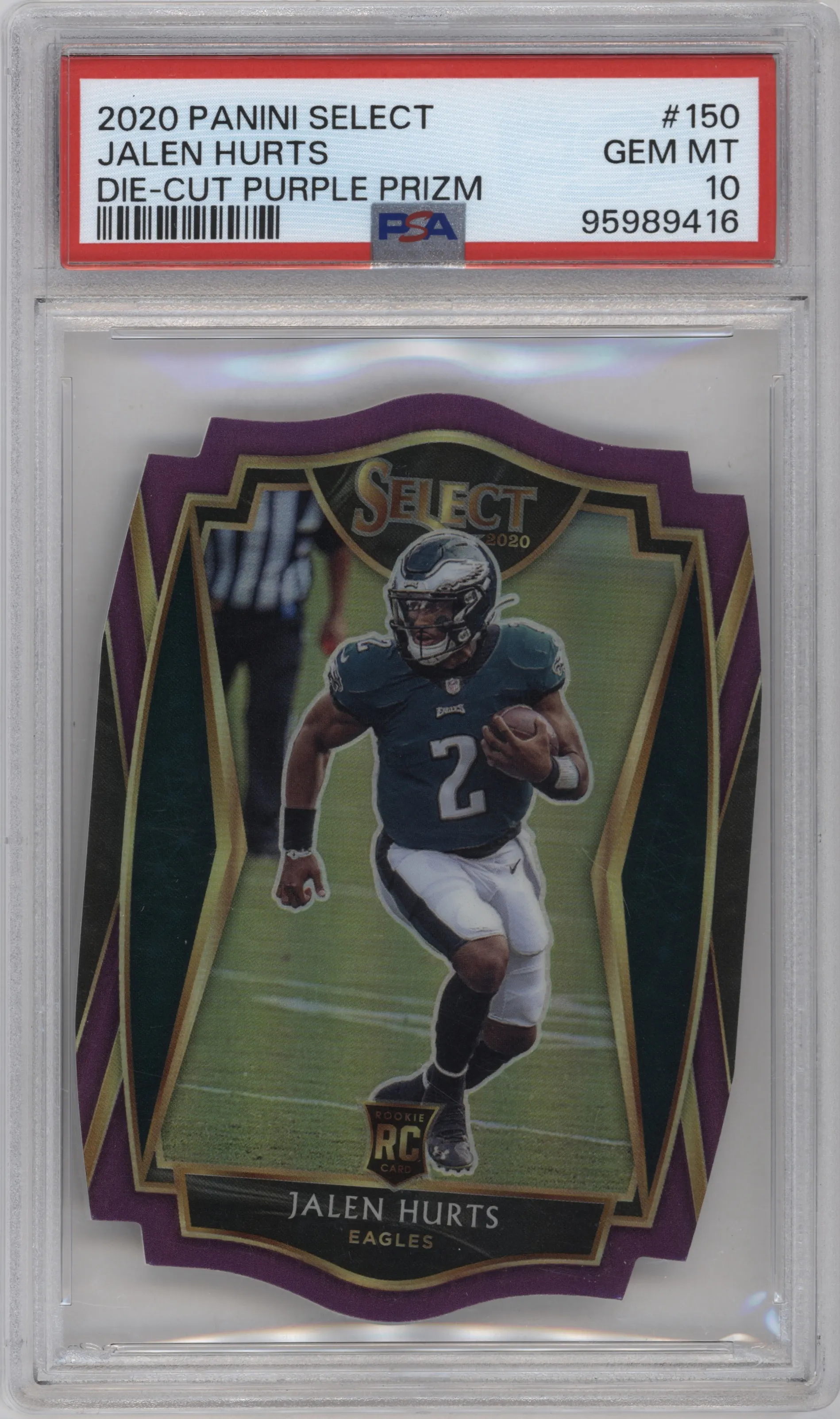 2020 Panini Select Pre.Lvl. Jalen Hurts Die-Cut Purple PSA 10