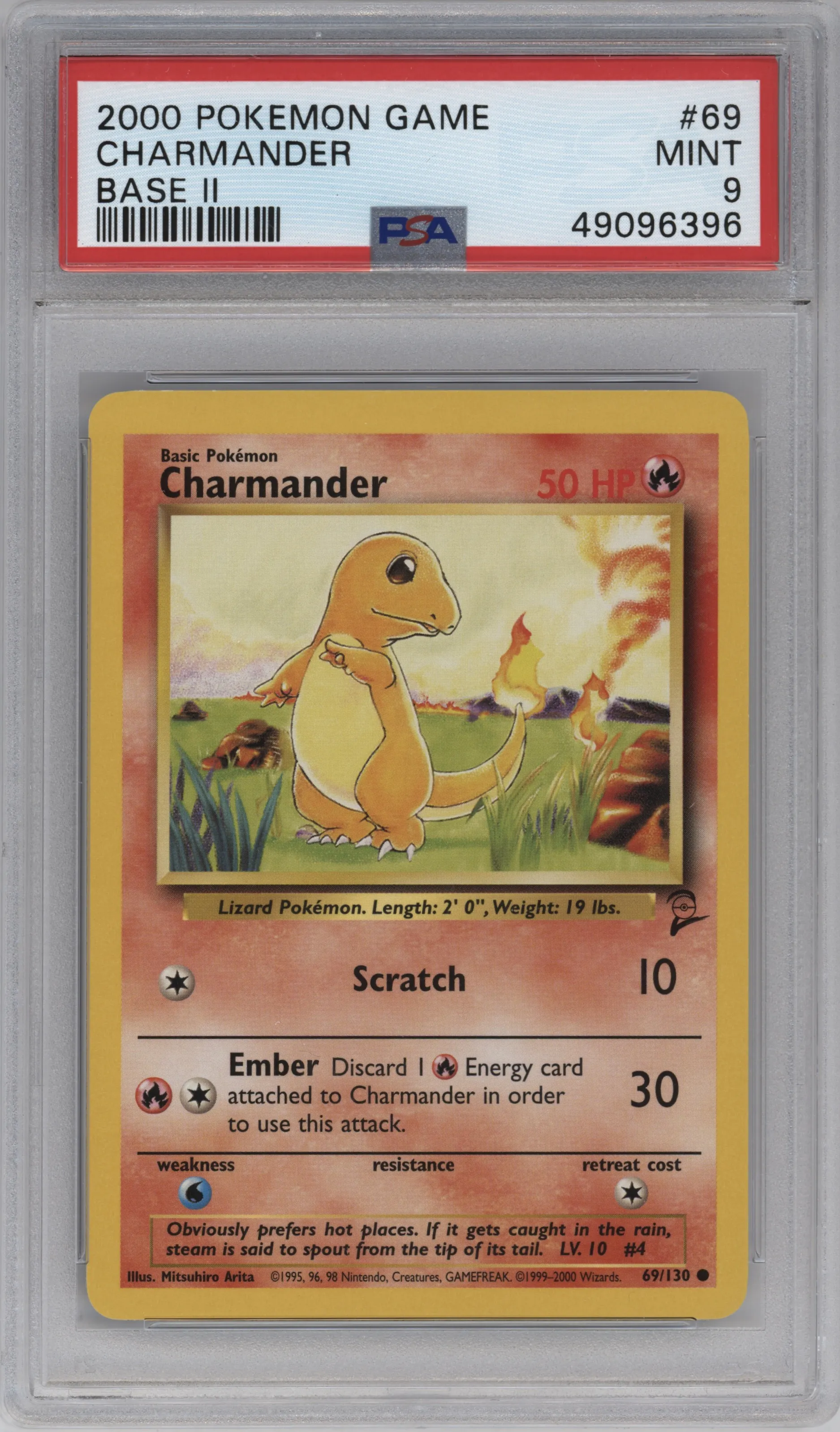 2000 Pokemon Base Set 2 Charmander PSA 9