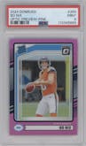 Bo Nix from the 2024 Donruss set featuring a Pink parallel graded by PSA and given an overall grade of 9.