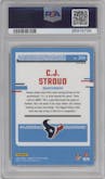 C.J. Stroud from the 2023 Donruss Optic set featuring a Hyper Green parallel graded by PSA and given an overall grade of 10.