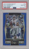 Dak Prescott from the 2016 Panini Select set featuring a Blue Prizm parallel graded by PSA and given an overall grade of 10.