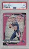 Drake Maye from the 2024 Panini Prizm set featuring a Pink Wave parallel graded by PSA and given an overall grade of 9.