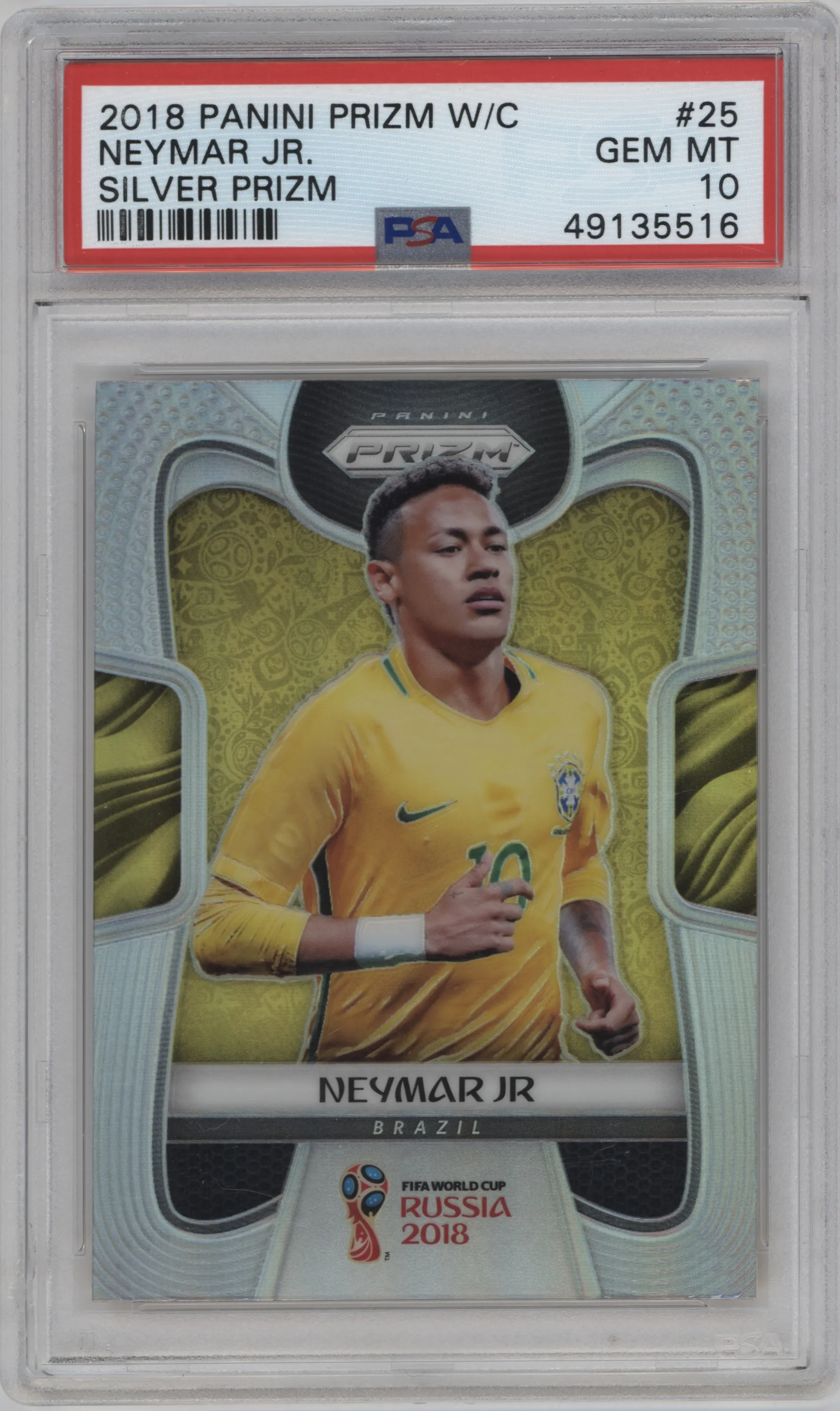 2018 Panini Prizm World Cup Neymar Jr. Silver Prizm #25 PSA 10