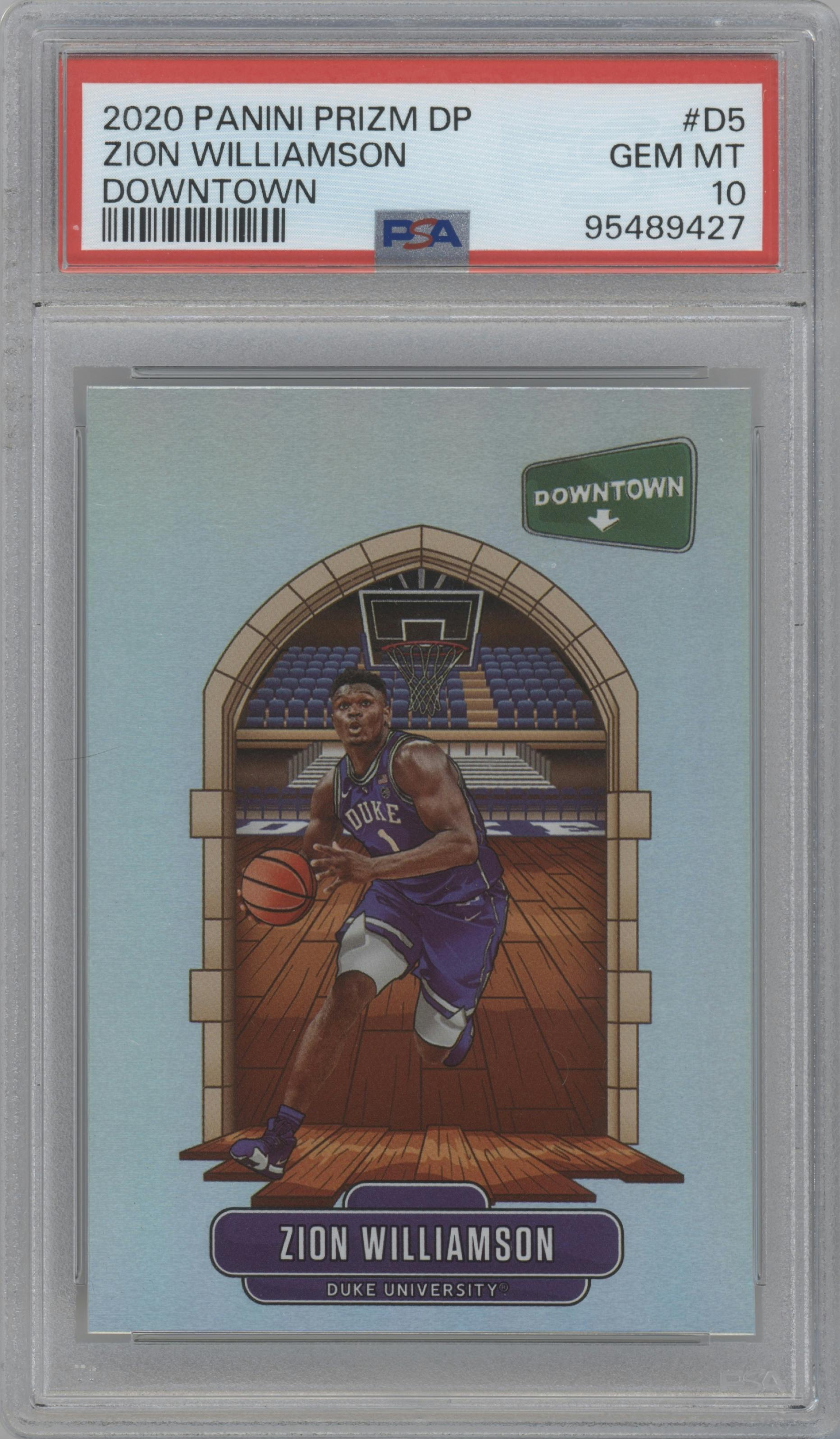 Zion Williamson from the 2020-21 Panini Prizm Draft Picks set graded by PSA and given an overall grade of 10.