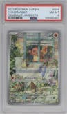 Charmander from the 2023 Pokemon SV set featuring a Obsidian Flames ETB parallel graded by PSA and given an overall grade of 8.