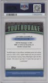 Jayden Daniels from the 2024 Topps Chrome set featuring a Lazer Refractor parallel graded by PSA and given an overall grade of 9.