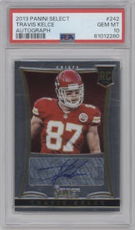 Travis Kelce from the 2013 Panini Select set graded by PSA and given an overall grade of 10.