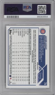 Javier Assad from the 2023 Topps Chrome set featuring a Purple Refractor parallel graded by PSA and given an overall grade of 10.