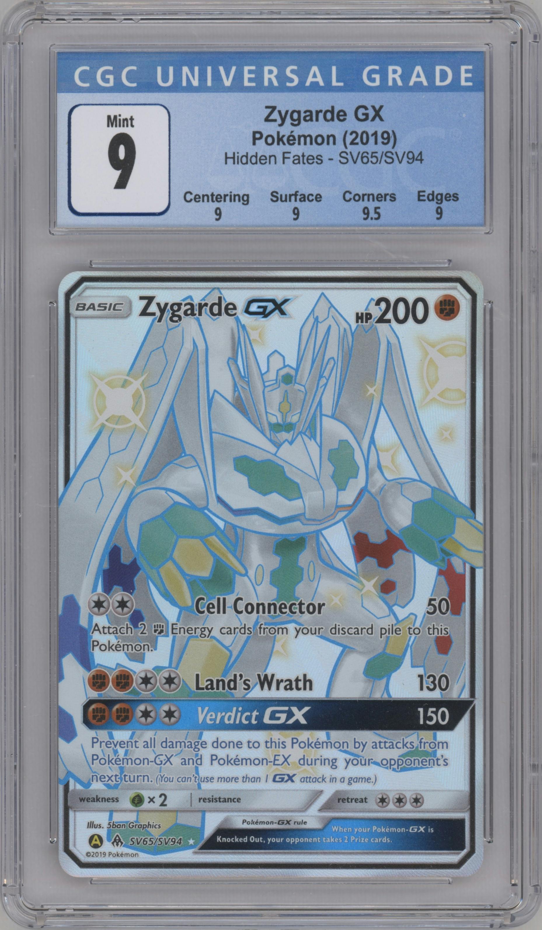 Zygarde GX from the 2019 Pokemon S&M  set graded by CSG and given an overall grade of 9.