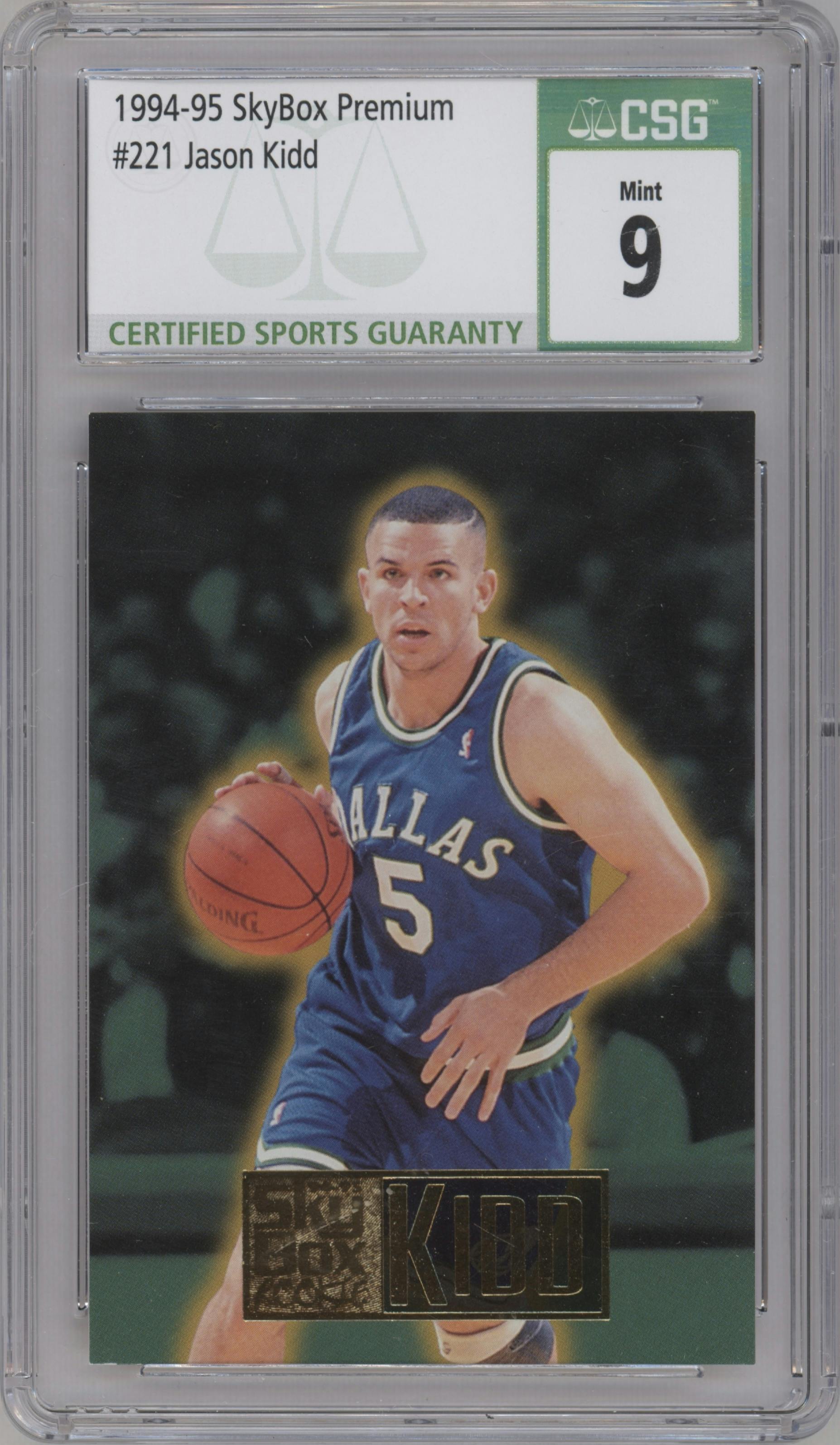 Jason Kidd from the 1994-95 SkyBox Premium set graded by CSG and given an overall grade of 9.