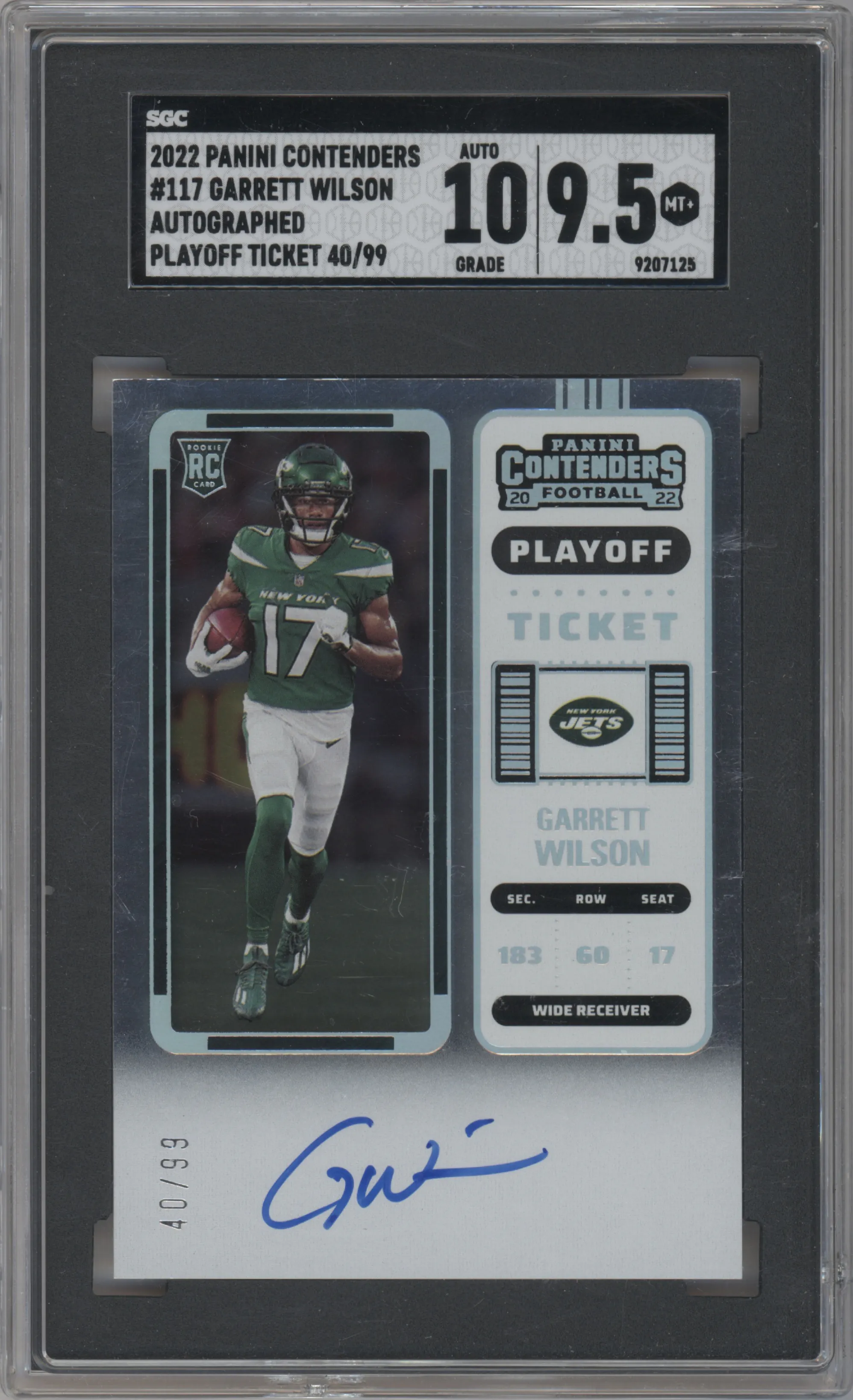 2022 Panini Contenders Rke.Tkt.RPS Garrett Wilson Playoff #117 SGC 9.5