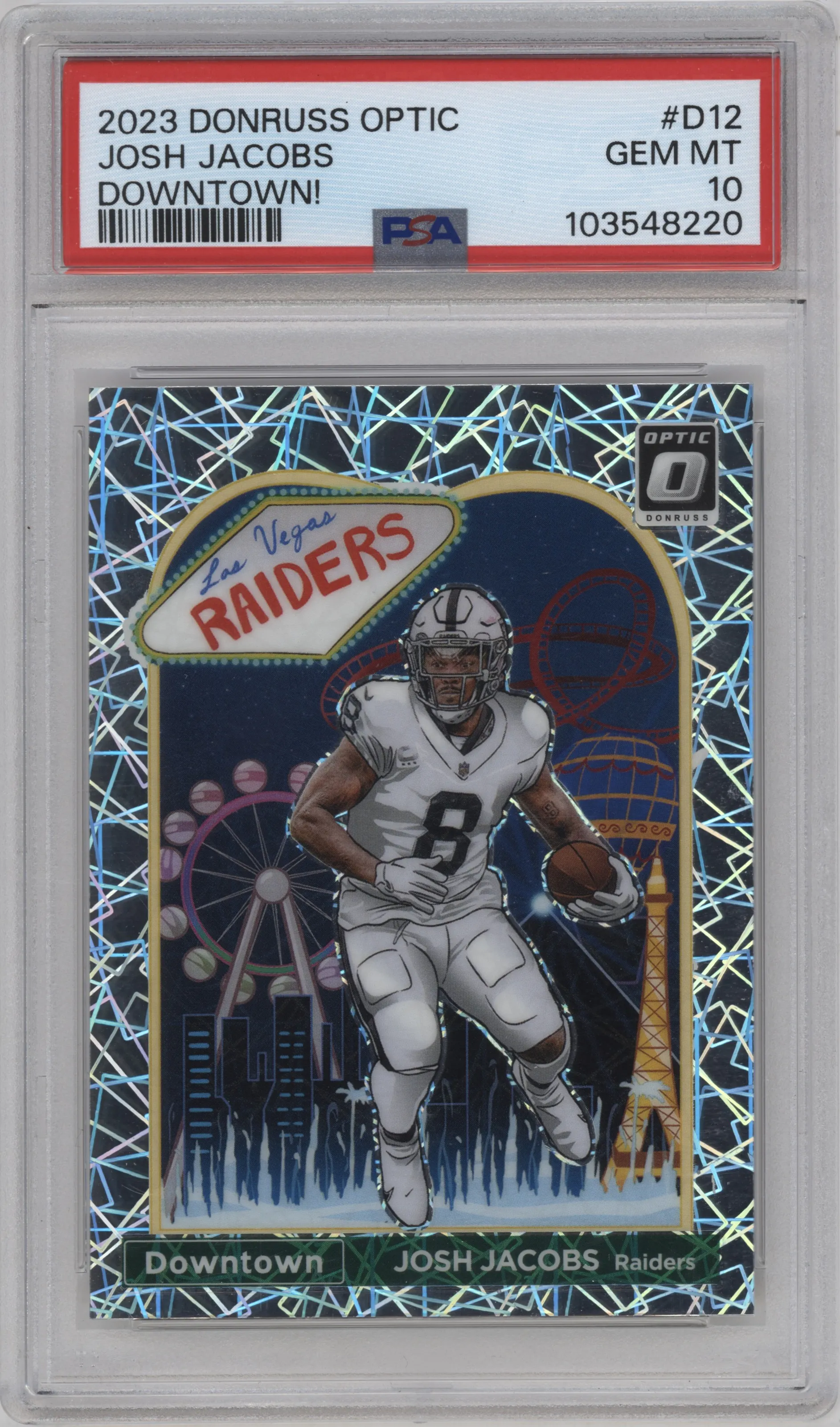 2023 Donruss Optic Downtown Josh Jacobs #D-12 PSA 10