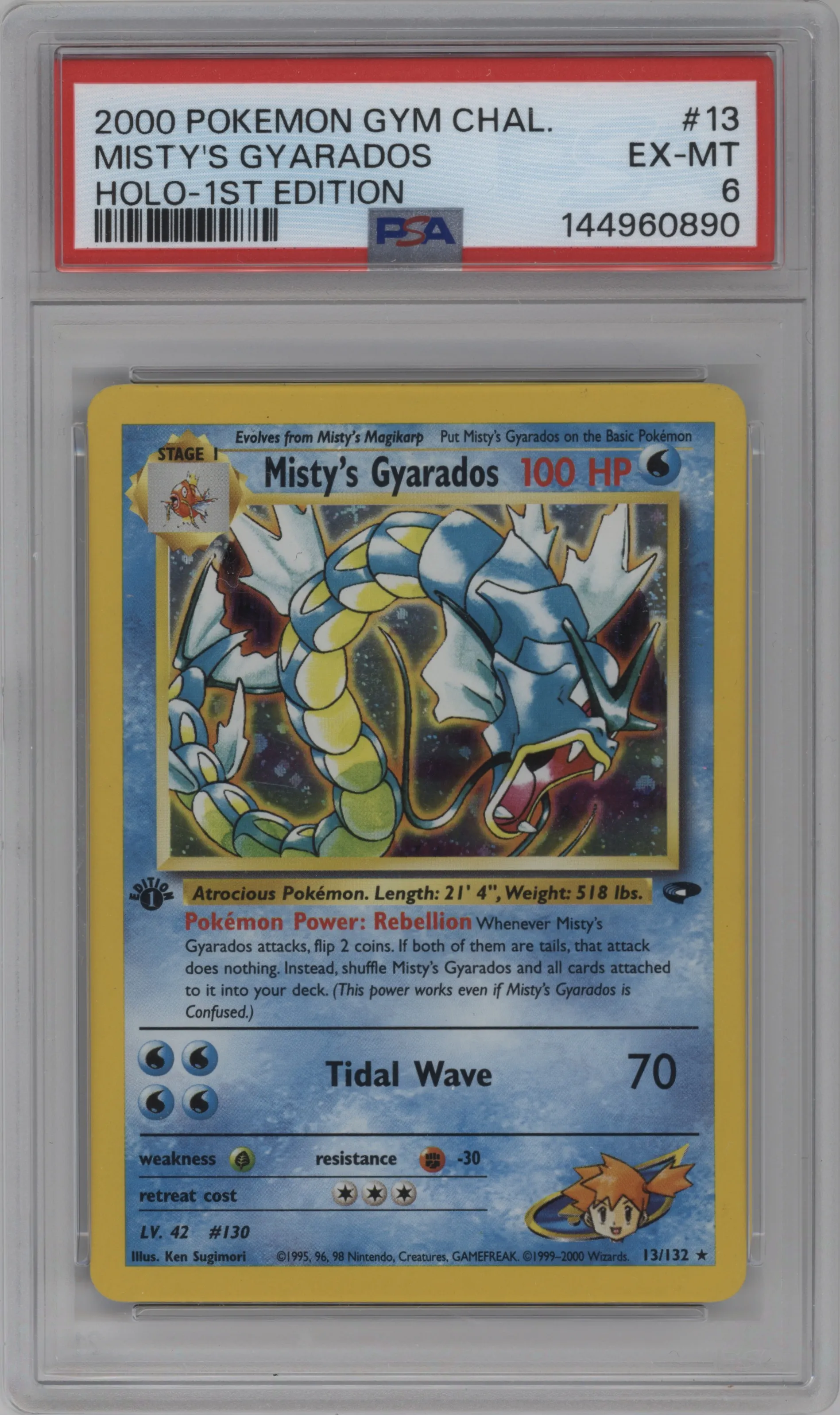 2000 Pokemon GH Gym Challenge Misty's Gyarados #13 PSA 6