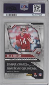 Brad Johnson from the 2024 Panini Prizm set featuring a Green Shimmer parallel graded by PSA and given an overall grade of 10.