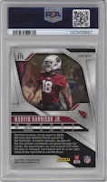 Marvin Harrison Jr. from the 2024 Panini Prizm set featuring a Silver Prizm parallel graded by PSA and given an overall grade of 10.